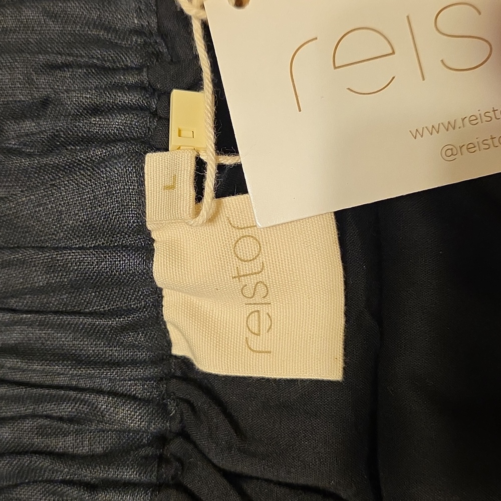 Reistor Black A-Line Sustainable Linen Overlap Midi Skirt - Large NWT - Picture 3 of 16
